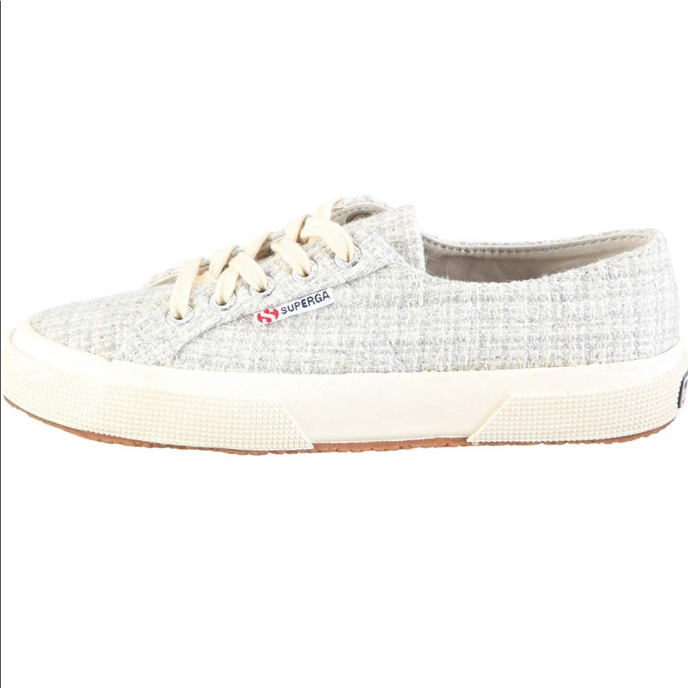SUPERGA grey and white wool sneakers 👟 👟